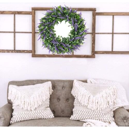 Round Artificial Lavender Wreath Indoor Front Door Floral Garland Wall Decors