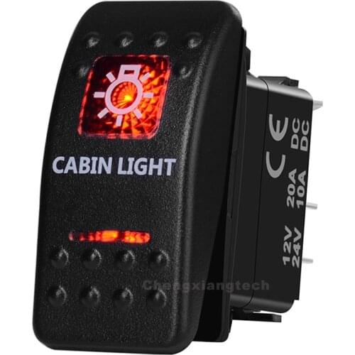 Cabin Light Car Boat SPST Rocker Toggle Switch Red Led 5 Pins On Off 12V 20A 24V 10A for Carling ARB Narva 4x4 Style