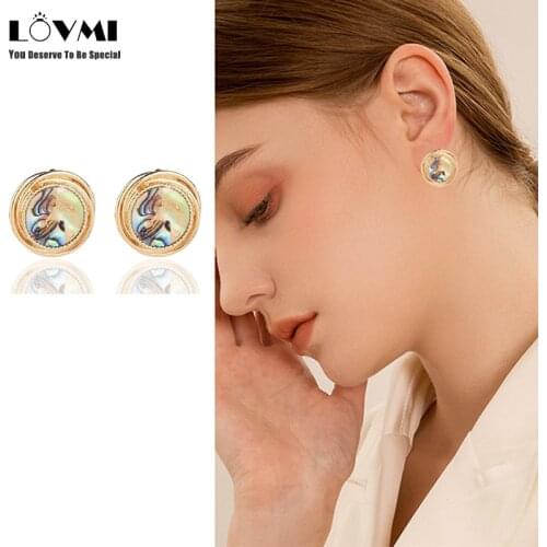 Lovmi Earring Fashion Jewelry For Women Mulilayer Large Round Abalone Shell Gold Luxurious Earrings For Women Party Jewelry