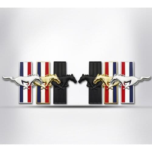 1Pcs 3D Metal Mustang Car Side Fender Rear Trunk Emblem Badge Sticker Decals for Ford Mustang,Car accessories stickers