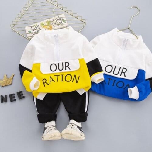 Yellow Blue Boutique Cute Toddler Boy Girl Tracksuit 2021 Spring Autumn Children Letter Two Piece Suit 0 To 6 Year Birthday Gift