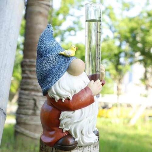 Multicolor Fashion Resin Weather Resistant Gnome Rain Gauge Resin Gnome Rain Gauge Unique Outdoor Decoration