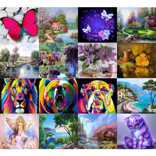 Home decoration handmade rhinestone mosaic round diamond landscape human Animal mosaic 5D