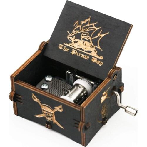 Pirates of The Caribbean Music Box Hand Crank Carved Wooden Musical Box,Musical Gift,Play Davy Jones Theme gift for girlfriend