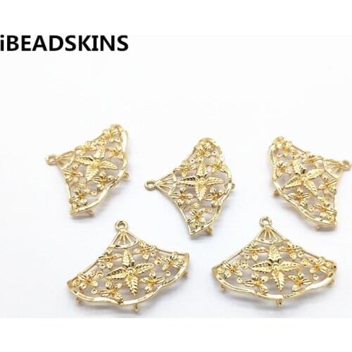 New arrival! 32x38mm 50pcs Copper Sector/Flower Connectors for Jewelry Earrings parts,hand Made Earrings Findings Jewelry DIY