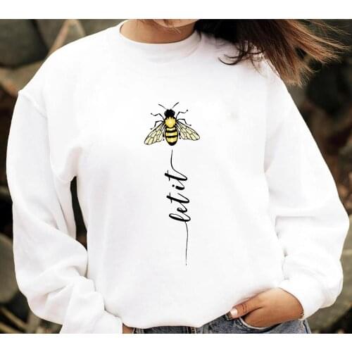 New Arrivals Let is bee cross Sweatshirts Christian Sweatshirt bee kindness tops women casual winter Long sleeve outfits