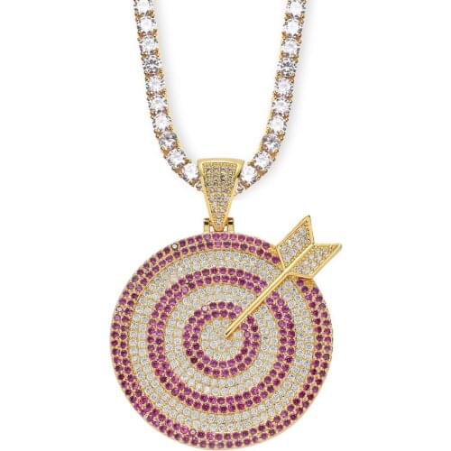 New high quality Brass CZ Target boomerang pendants Iced Out Hip Hop Necklace For Men Zircon Bling Bling rock rap charm jewelry