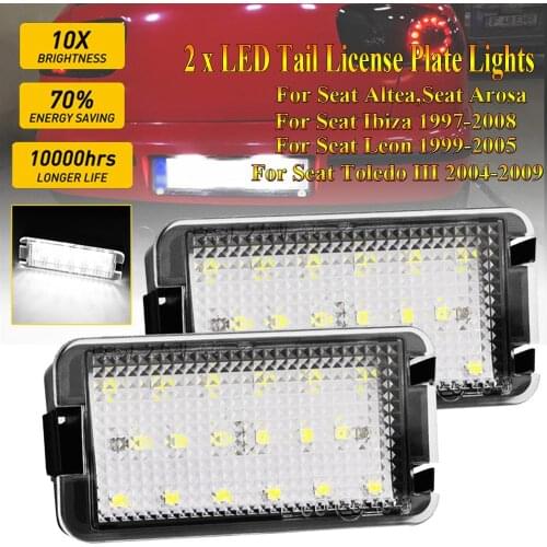 2pcs LED Tail Number License Plate Lights Lamps For Seat Ibiza 6L ab for Seat Altea CORDOBA/LEON/Toledo III 2004-2009