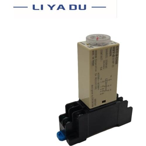 1pcs H3Y-2 Time Relay Delay Timer 0 -5 10 30 60 Seconds with Base 5A AC 220V 1S 5S 10S 30S 60S Two open two closed Half silver