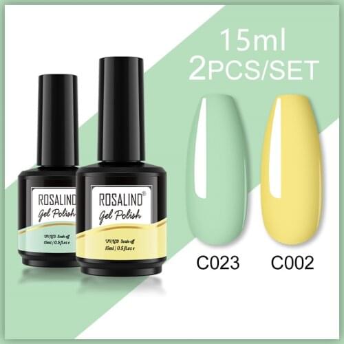 ROSALIND 2Pcs/Set Gel Nail Polish Macaron Hybrid Varnishes Nail Art UV Gel Base Top Coat Vernis Semi Permanent Gel Polish Kit