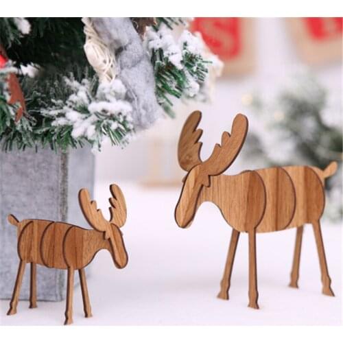 Merry Christmas 2022 Christmas Decoration DIY Wooden Reindeer Ornaments Xmas New Year Christmas Gift Kids Navidad Natal Noel