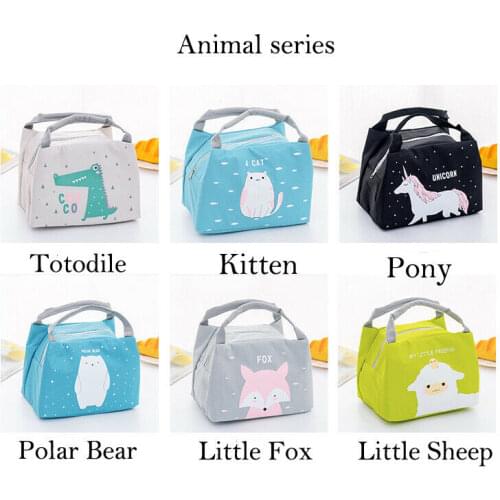 Lunch Bag Childrens Adult Kids Lunch Bag Cool bag School Fox Sheep Cat Gift Insulated Bags