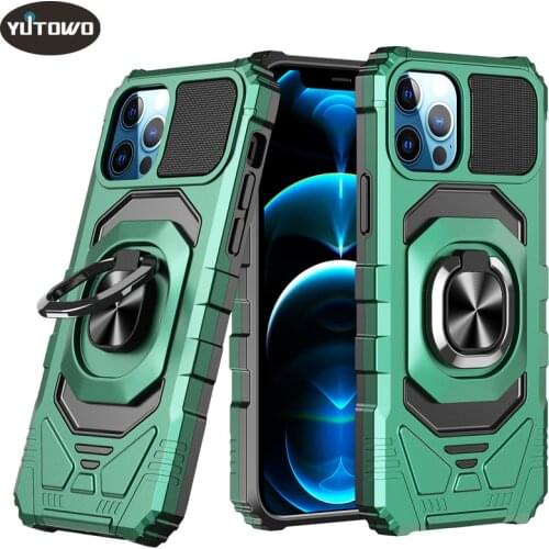 Shockproof Armor Bumper Case For iPhone 12 Pro Max 12 Mini 11 Pro Max XS Max XR 6 6S 7 8 Plus SE 2020 Magnetic Ring Holder Case