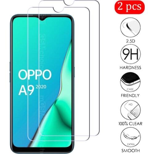 2Pcs Explosion Proof Glass For OPPO A9 2020 Cover Screen Protector Tempered Galss For OPPO A9 A 9 Phone Proof Protective Film