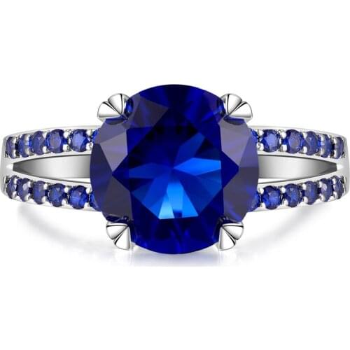 AAA zircon diamonds Rings for women femme sapphire gemstones blue crystal white gold silver color party jewelry bijoux gifts