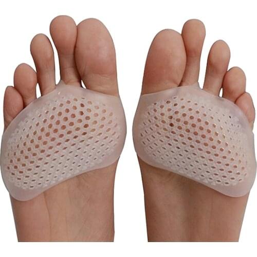 1 Pair Silicone Gel Forefoot Pads for Women Metatarsal Pads Corns Blister Pads Breathable White High Heels Half Yard Insole