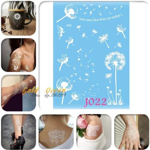 1PC Best Quality Large Henna Temporary Tattoos White Color GJ022 Fairy Tales Angel Wings Dandelion Tattoo Stickers Henna Girls