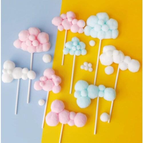 10pc Cute Colorful Clouds Cake Topper For Party Kids Girl Baby Happy Birthday Moon Balloon Cake Decoration Birthday Gifts Decor
