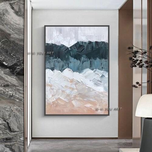 100% Handmade Abstract Oil Painting Contemporary Seascape Minimalist Modern Wall Art Decorative For Living Room No Framed