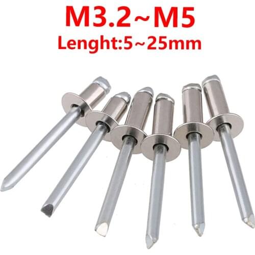 304 Stainless Steel Blind Rivet,whip Head,closed Tip,decorative Nail Countersink Hollow Exhaust Rivets Dropper Screw M3.2 M4 M5