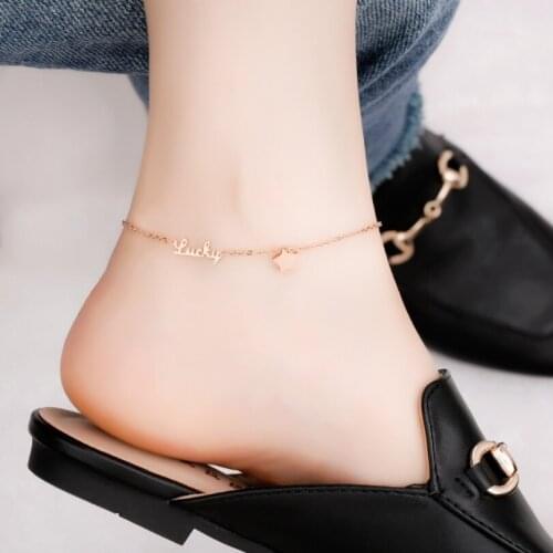 316L Stainless Steel Elegant Lucky Star Charm Chain Anklets For Women Fashion Trend Party Gifts Jewelry Tobilleras Accessories