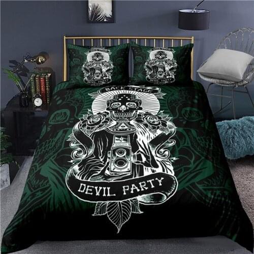 3D Skull Digital Printed Duvet Cover Bedding Sets with Pillow Case Bed Decor Homedepot Kids Bedding Punk Gifts