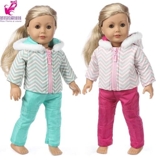 43cm Baby Doll Clothes Zipper Down Coat 18 Inch Doll Clothes Red Winter Coat Clothes Ski Set Baby Girl Gift