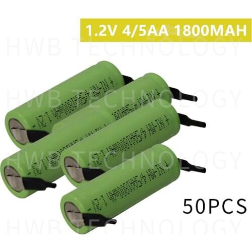 50 Pieces/lot KX Original New 1.2V 4/5AA 1800mAh Ni-Mh 4/5 AA Ni Mh Rechargeable Battery With Pins Free Shipping