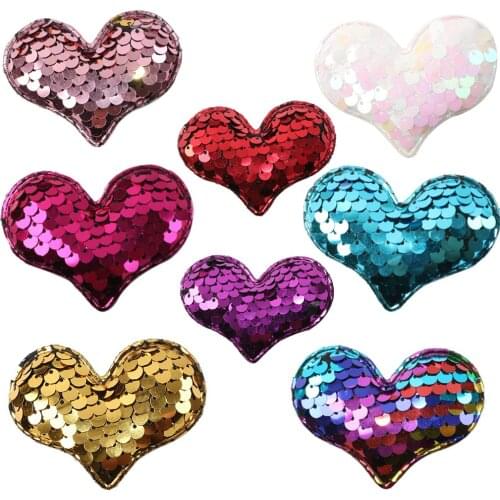 David accessories 8pcs/Set Heart Sequins Reversible Fish Scale Patch Hair Bow Headdress Decoration DIY Projects,1Yc10702