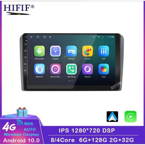 Carplay2 Din Android 10 CAR GPS Stereo Radio Multimedia player For Audi A3 2003-2012 S3 2006-2012 RS3 Sportback 2011 BT WIFI