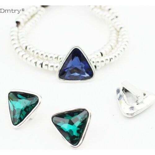 Dmtry 5pcs/lot Wholesale Accessories Leather Buckle Zinc Alloy Triangle Crystal Spacers Beads DIY Making FindingsLC0179