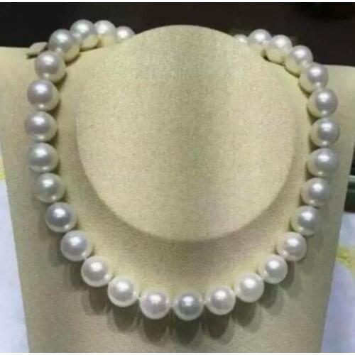 Elegan 9-10 mm AKOYA white round pearl necklace 18 inch925silver