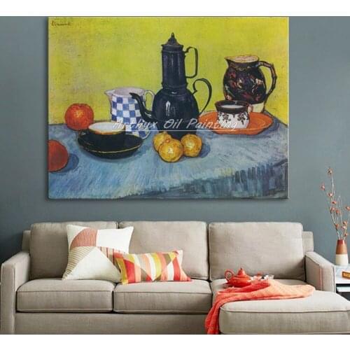 Enamel Coffeepot Earthenware And Fruit Of Vincent Van Gogh Hand Made Reproduction Oil Painting On Canvas Wall Art For Home Decor
