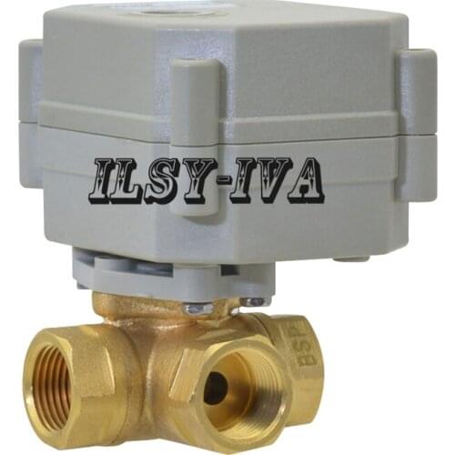 G1/2" 9~24vdc three Way Motorized ball Valve,Horizontal brass Electronic Ball Valve