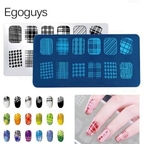 Geometry Grid Line Nail Art Printing Stamping Templates Flower Animal Print Stamp Plates UV Polish Transfer Stencil Designs Tool