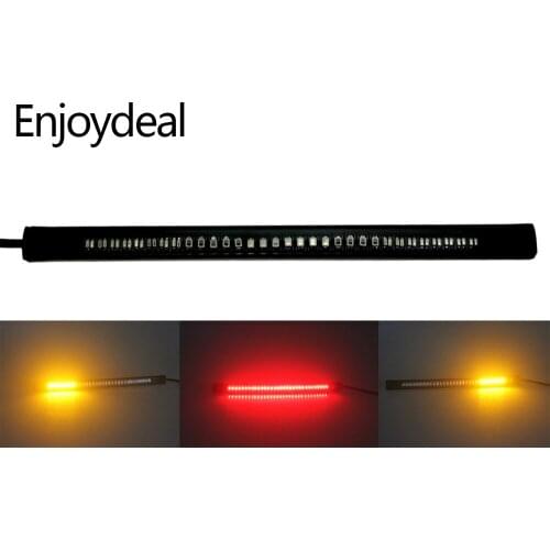 Flexible 48LED Motorcycle Light Strip Tail Brake Stop License Plate Lamp Red and Amber Led Color Turn Signal Light Universal