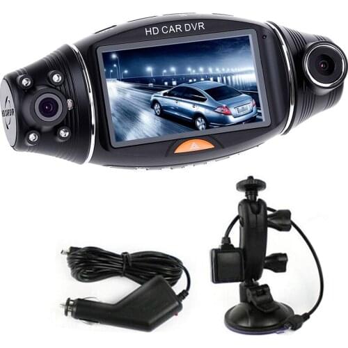 HD Car DVR Dual Camera Lens DVR Wide-angle Night Vision Gravity Sensor Vehicle Recorder with GPS Car Styling