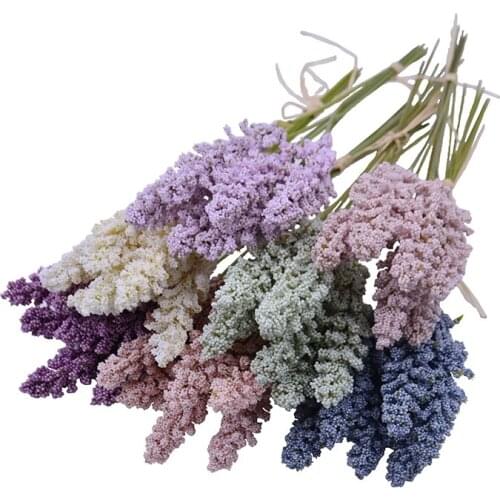 6pcs/lot foam artificial flower bouquet vanilla ear plant home wedding wall decorative DIY wreath lavender vases fake flower