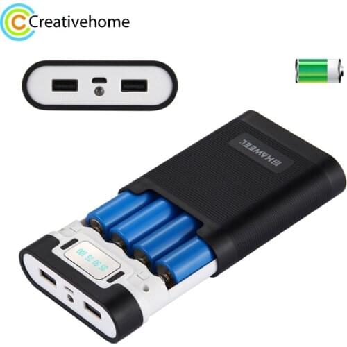 10000mAh Portable Battery Power Bank Shell Case 4x18650 DIY 5V 2A Dual USB LCD Display Rechargeable Power Box Flash, NO Battery