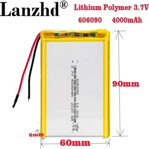 1-10PCS Lithium Polymer 3.7v 4000mAh 606090 Rechargeable Lipo Battery For GPS MP4 Camera Power Bank Tablet Electric Toys PAD DVD