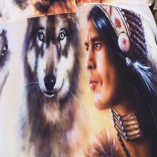 Fashion Indians and Wolves Bedding Sets Duvet Cover and Pillowcases 3 Pcs Bed Sheet Twin Queen King Teenager Print