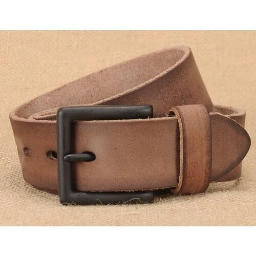 Mens genuine leather belt for man jeans black buckle retro strap black color luxury quality wider fashion designer