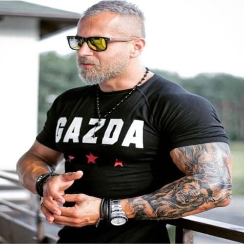 Muscle aesthetics 2018 fitness exercise running training stretch fast dry short-sleeved T-shirt brothers round-neck top tight