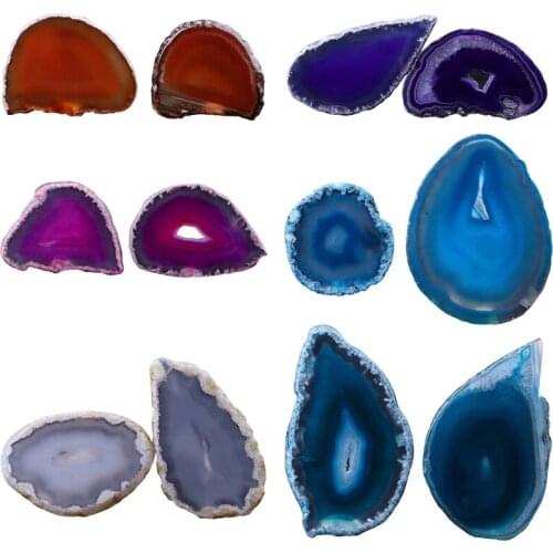 Natural Agate Geode Polished Irregular Crystal Slice Stone DIY Pendant Mineral Home Decoration