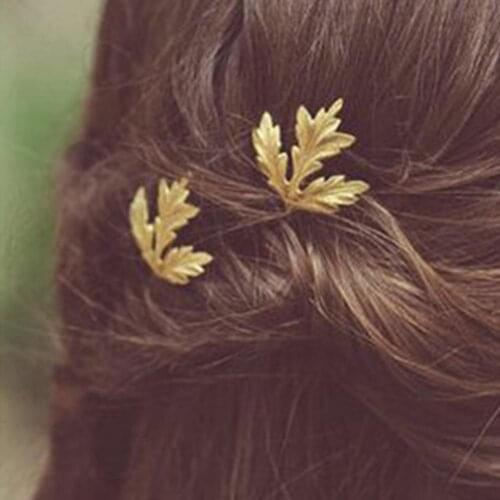 New Creative Exquisite Elastic Maple Leaf Branch Wear-resistant Geometric Design Hairpin Hair Clip Hair Accessories Daily Wear