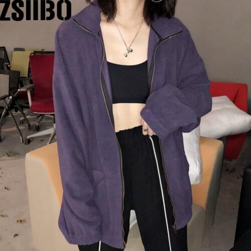 Gentle girl autumn and winter students Harajuku style men and women couples fleece loose plus velvet jacket hoodie sweatshirt