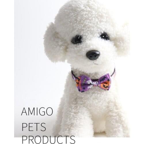 Cat Dog Collar Adjustable Bowknot with Bell Halloween Pattern Pet Collars Telescopic Puppy Kitten Outdoor Walking Supplies