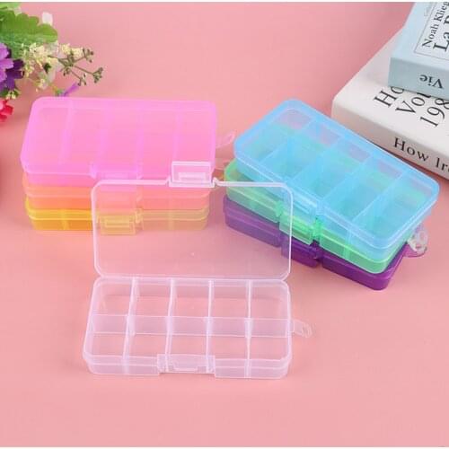 10 Slots Plastic Storage Jewelry Box Compartment Container for Beads Earring Box for Jewelry Rectangle Box Case