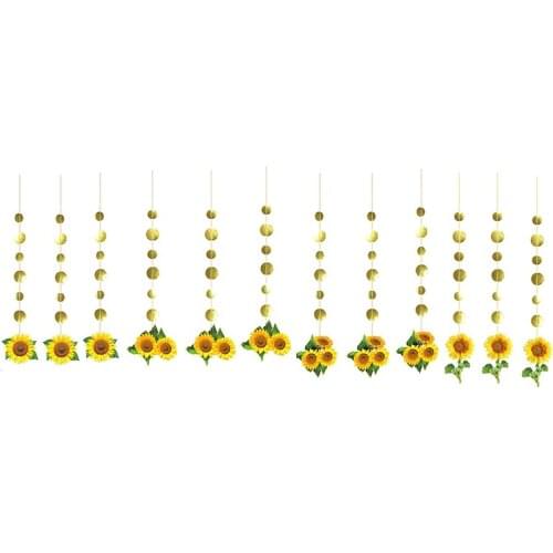 Sunflower Garlands for Kids Birthday Party Decorations Sun Flower Circle Dot Streamer Backdrop Banner Decor for Summer