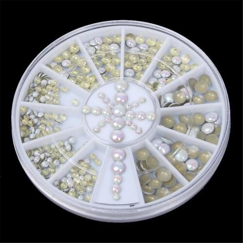 Half Pearl Beads Flat Back Nail Imitation Pearls ABS Acrylic Beads Charm Rhinestones Jewelry Garment Accessory for Craft DIY